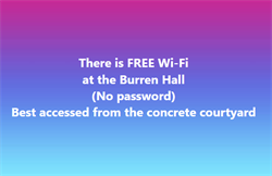 Free Wifi available at Burren Junction Hall