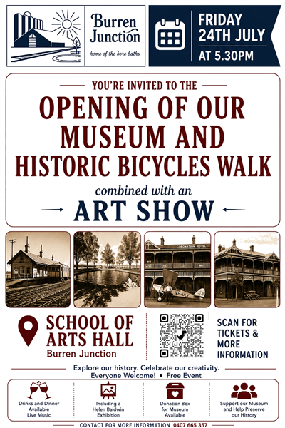 Opening of our Museum and Historic Bicycles Walk combined with an Art Show