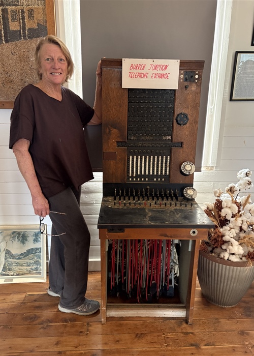 Sharon Shearer with the original Telephone Exchange from Burren Junction