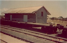 Goods shed and loading platform used for freight handling. 