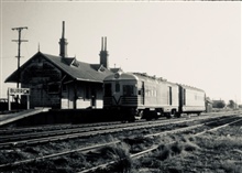 Diesel railcar at Burren making the transition from steam to diesel. 